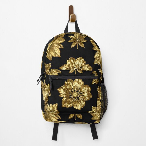 Item preview, Luxury Gold Floral Pattern on Black Background designed and sold by Print culturee.