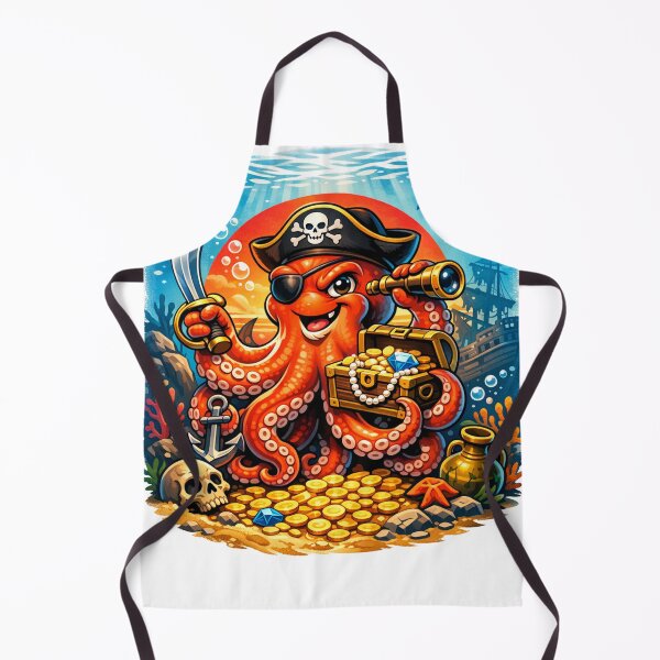 Item preview, Pirate Octopus Treasure – Funny Ocean Pirate Cartoon Design designed and sold by hiperdinotees.