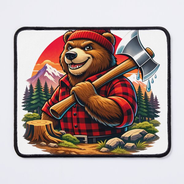 Item preview, Lumberjack Bear – Funny Woodland Logger Retro Sunset Design designed and sold by hiperdinotees.
