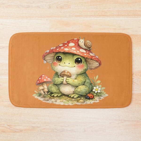 Item preview, Cute Frog with Mushroom Hat – Cottagecore Watercolor Frog Illustration designed and sold by StickyDelights.