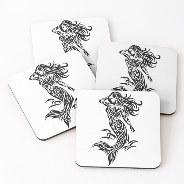Item preview, Tribal Mermaid Silhouette – Mystical Mermaid Tattoo Art designed and sold by Fies-und-Fein.