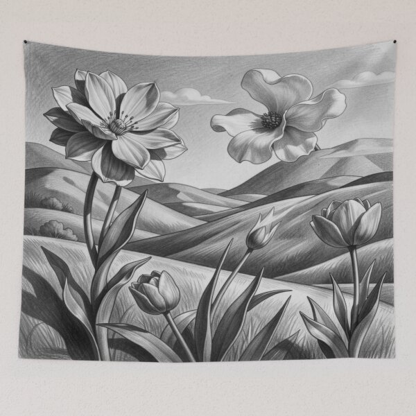 Item preview, Spring landscape in the style of Georgia O’Keeffe – monochrome nature art in a modern 4D look designed and sold by FotoworldEdel.