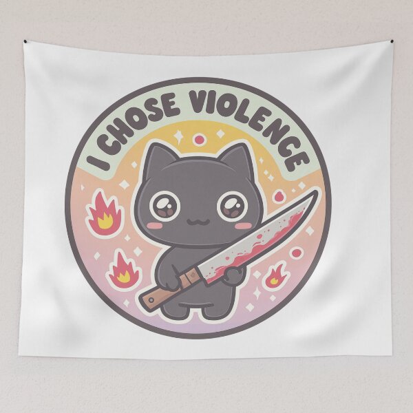 Item preview, Cute Murderous Black Cat With Knife – I Choose Violence Funny Cat designed and sold by Region.