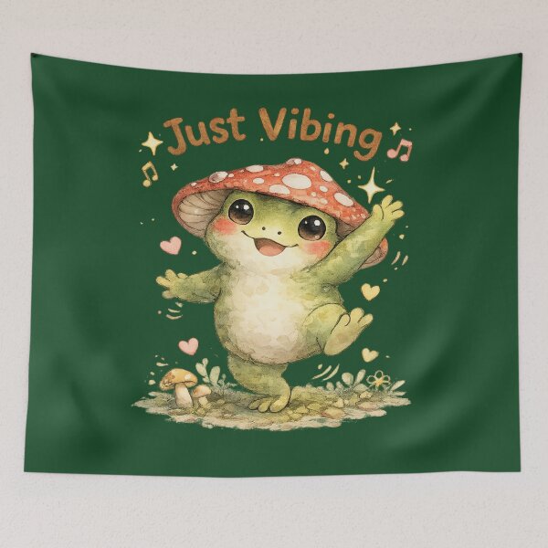Item preview, Just Vibing Frog – Cute Dancing Frog Cottagecore Watercolor Illustration designed and sold by StickyDelights.