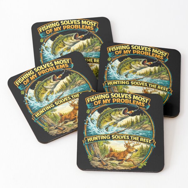 Item preview, Fishing Solves Most of My Problems, Hunting Solves the Rest – Outdoor Sportsman Design designed and sold by The Bearded Embroiderer.