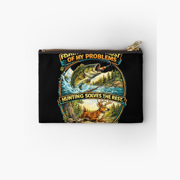 Item preview, Fishing Solves Most of My Problems, Hunting Solves the Rest – Outdoor Sportsman Design designed and sold by The Bearded Embroiderer.