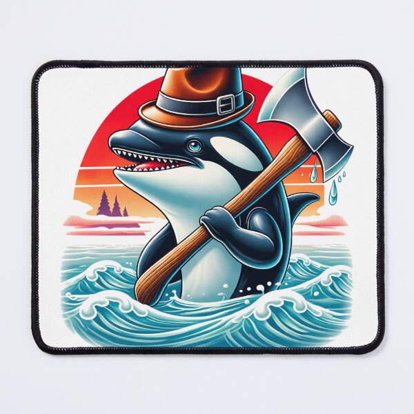 Item preview, Lumberjack Orca – Retro Ocean Sunset Funny Killer Whale Design designed and sold by hiperdinotees.