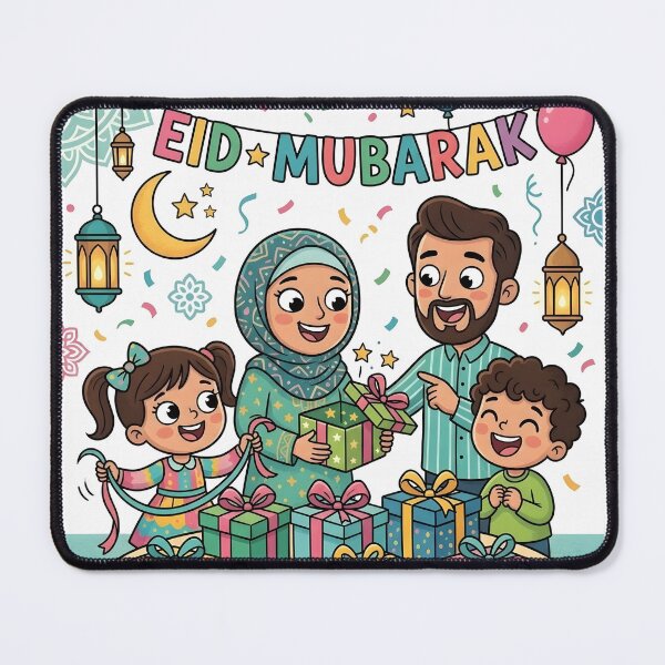 Item preview, Eid Gifts - Happy Muslim Family Opening Presents Cartoon designed and sold by WowDezign.