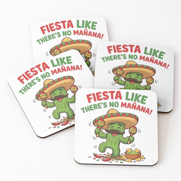 Item preview, Funny Fiesta Like There's No Mañana - Dancing Cactus Cinco de Mayo designed and sold by KERK Art and Design.