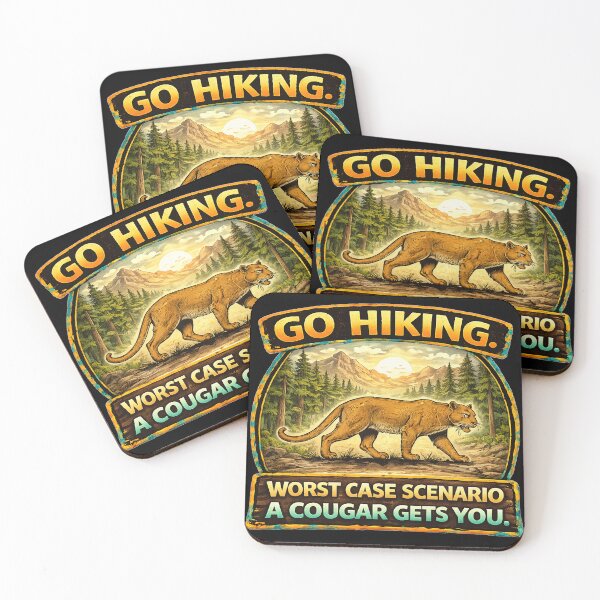 Item preview, Go Hiking – Worst Case Scenario a Cougar Gets You | Funny Hiking Design designed and sold by The Bearded Embroiderer.