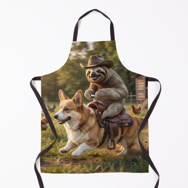 Item preview, Happy Sloth Cowboy Herds Chickens on Corgi designed and sold by Tridentulus.