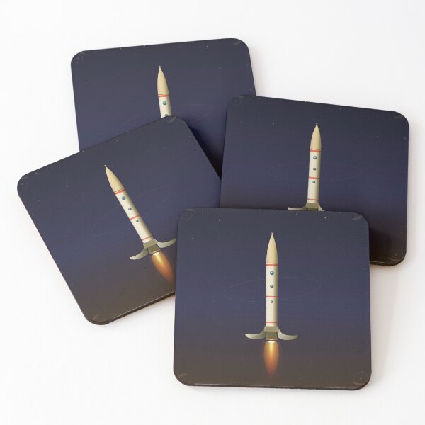 Item preview, Retro Rocket Ship Poster — Mid Century Modern Space Art Minimalist Print designed and sold by IronTideDesigns.