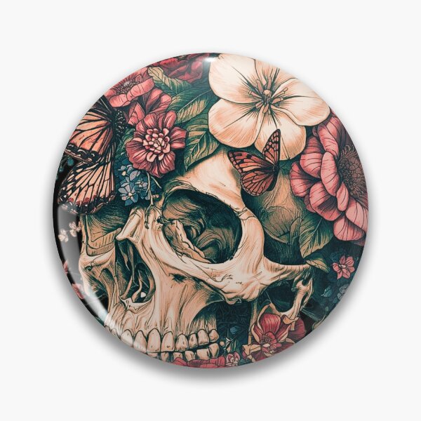 Item preview, Floral Skull with Butterflies T-Shirt – Gothic Botanical Skull Art Design designed and sold by SKULLARTISTRY.