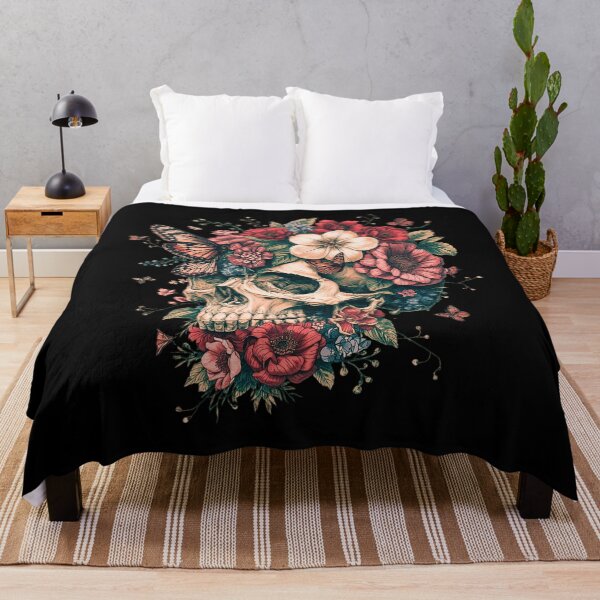 Item preview, Floral Skull with Butterflies T-Shirt – Gothic Botanical Skull Art Design designed and sold by SKULLARTISTRY.