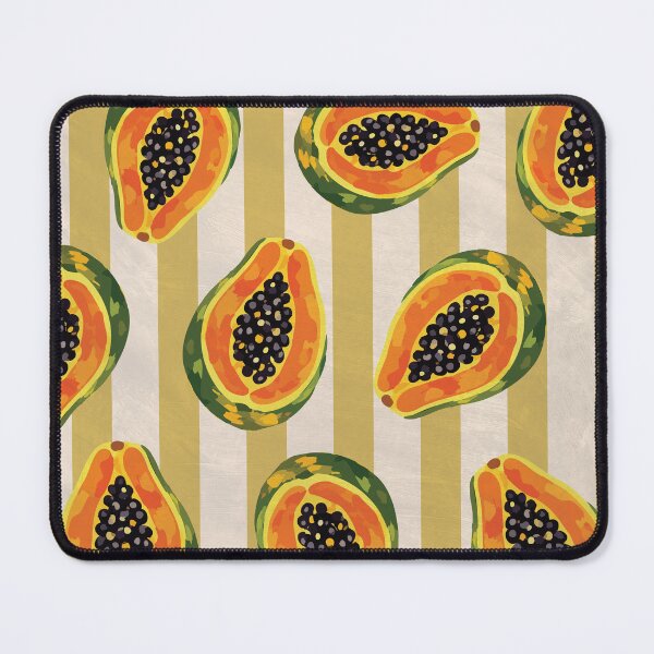 Item preview, Retro Papaya Pattern – Tropical Fruit Striped Summer Aesthetic - gold designed and sold by Brianaidesigns.