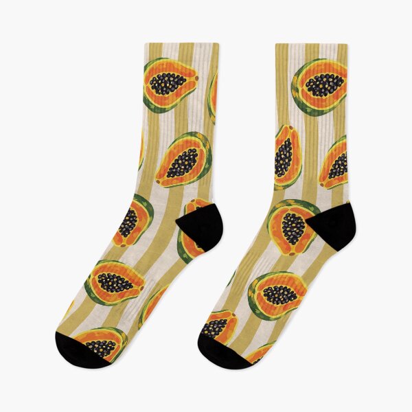 Item preview, Retro Papaya Pattern – Tropical Fruit Striped Summer Aesthetic - gold designed and sold by Brianaidesigns.