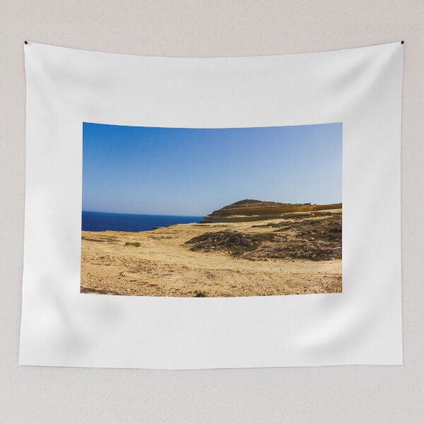 Item preview, Sunny Coastal Cliff Overlooking Deep Blue Sea With Sandy Rocky Shoreline And Clear Sky designed and sold by Nmallia.