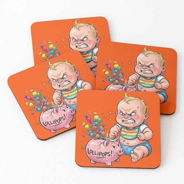 Item preview, A caricature of an angry baby breaking a piggy bank full of lollipops! designed and sold by Alan-David.