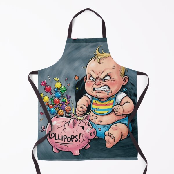 Item preview, A caricature of an angry baby breaking a piggy bank full of lollipops! designed and sold by Alan-David.