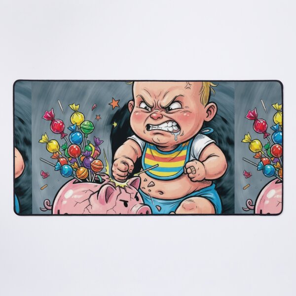 Item preview, A caricature of an angry baby breaking a piggy bank full of lollipops! designed and sold by Alan-David.