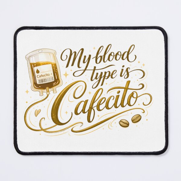 Item preview, "My Blood Type Is Cafecito Funny Latina Sticker Shirt Phone Case, Cuban Coffee Humor Gift, Hispanic Mom Florida" designed and sold by De Aqui y de Alla Studio.