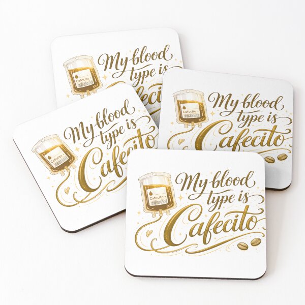 Item preview, "My Blood Type Is Cafecito Funny Latina Sticker Shirt Phone Case, Cuban Coffee Humor Gift, Hispanic Mom Florida" designed and sold by De Aqui y de Alla Studio.