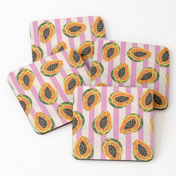 Item preview, Retro Papaya Pattern – Tropical Fruit Striped Summer Aesthetic– Pink designed and sold by Brianaidesigns.