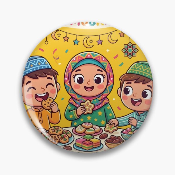 Item preview, Eid Sweets - Cute Muslim Kids Eating Traditional Cookies designed and sold by WowDezign.