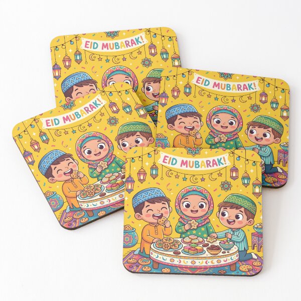 Item preview, Eid Sweets - Cute Muslim Kids Eating Traditional Cookies designed and sold by WowDezign.