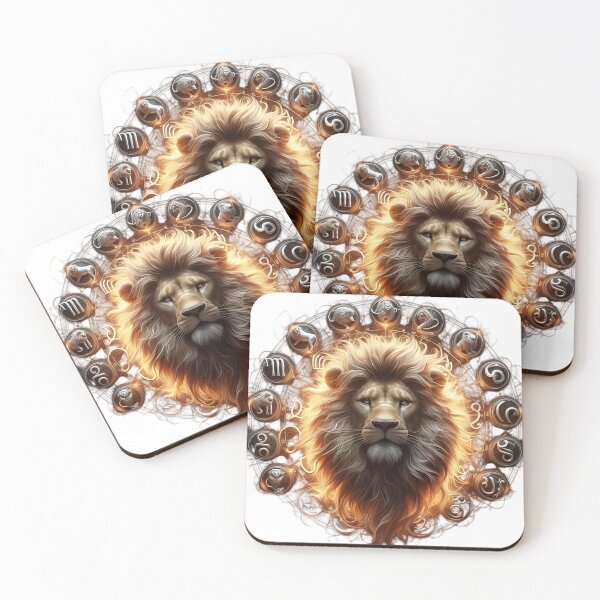 Item preview, Leo Lion King Zodiac Signs Crown Art designed and sold by Zodiac Celestial Art.