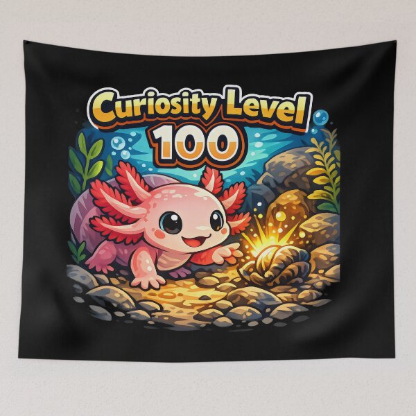 Item preview, Curiosity Level 100 Axolotl Marine Biology Kawaii Animal designed and sold by SplashTastic.