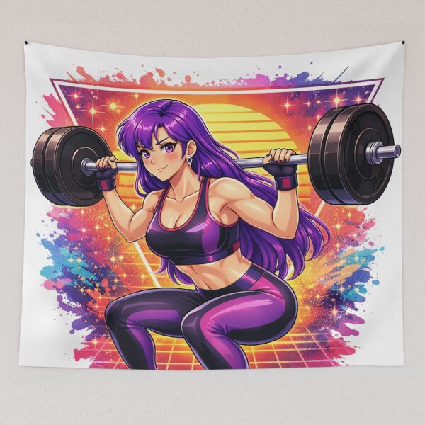 Item preview, Never Quit Power Squat: Retro Anime Workout designed and sold by JonelleTshirts.
