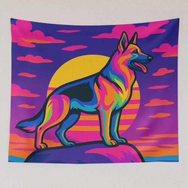 Item preview, Psychedelic German Shepherd – Vibrant Sunset Design designed and sold by Dogandesighn.