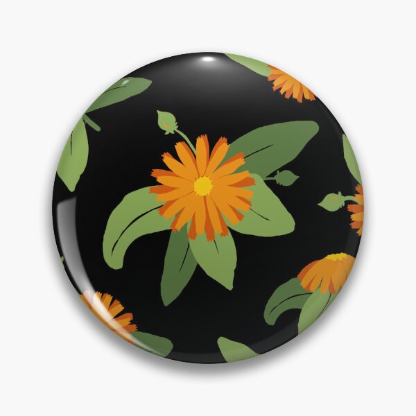 Item preview, Pot marigolds on a black background designed and sold by Myriam Plante - artiste et auteure.