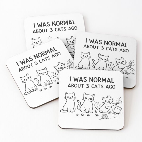 Item preview, I Was Normal About 3 Cats Ago Funny Cat Owner Shirt – Cute Mischievous Cats Humor Design designed and sold by Falconwolf.