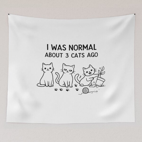 Item preview, I Was Normal About 3 Cats Ago Funny Cat Owner Shirt – Cute Mischievous Cats Humor Design designed and sold by Falconwolf.