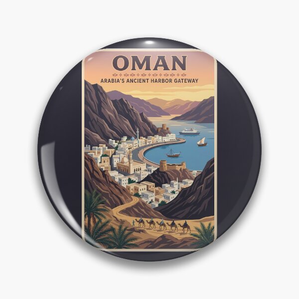 Item preview, Oman Landscape Illustration Travel Art Vintage designed and sold by KrisSidDesigns.