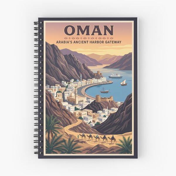 Item preview, Oman Landscape Illustration Travel Art Vintage designed and sold by KrisSidDesigns.