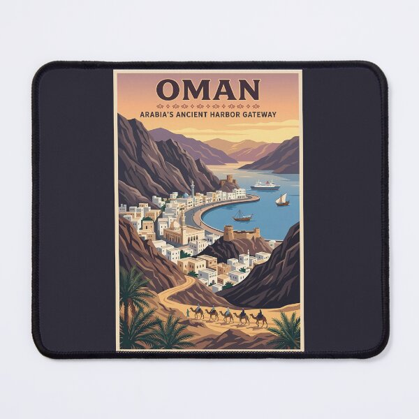 Item preview, Oman Landscape Illustration Travel Art Vintage designed and sold by KrisSidDesigns.