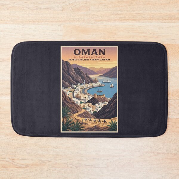Item preview, Oman Landscape Illustration Travel Art Vintage designed and sold by KrisSidDesigns.