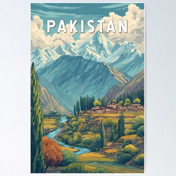 Item preview, Pakistan Illustration Travel Art Vintage designed and sold by KrisSidDesigns.