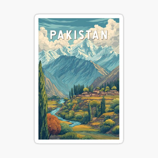 Item preview, Pakistan Illustration Travel Art Vintage designed and sold by KrisSidDesigns.