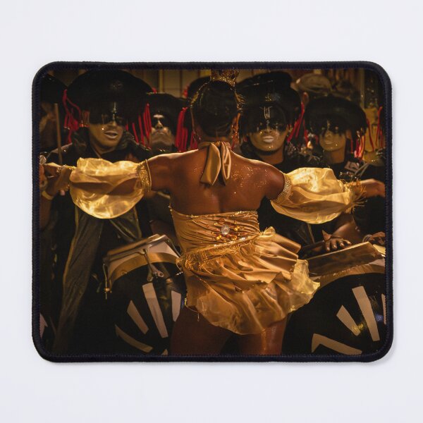 Item preview, Candombe drummers and vedette during Montevideo’s famous desfile de llamadas carnival designed and sold by DFLC Prints.