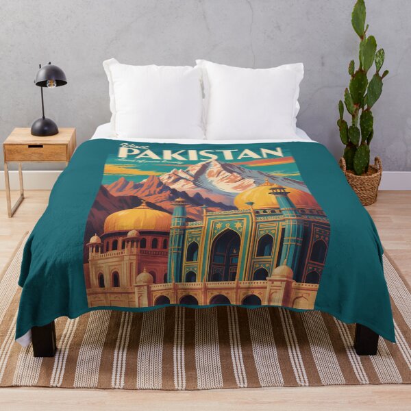 Item preview, Pakistan Landscape Illustration Travel Art Vintage designed and sold by KrisSidDesigns.