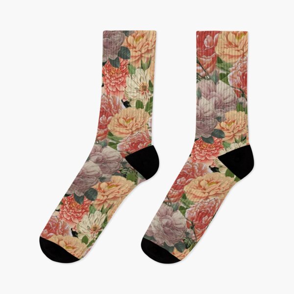 Item preview, Orange Vintage Peonies and Roses Floral Digital Faux Decoupage Collage designed and sold by Licorice Moon.