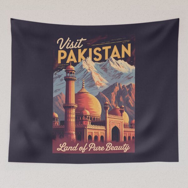 Item preview, Pakistan Mountains Illustration Travel Art Vintage designed and sold by KrisSidDesigns.
