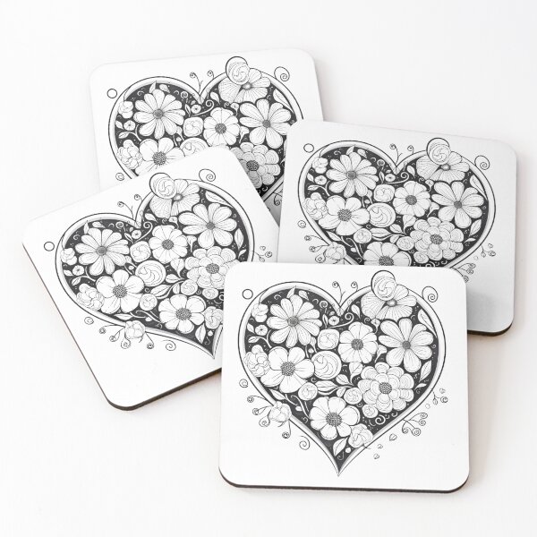 Item preview, Black and White Flower Heart designed and sold by bubblyrainbow.
