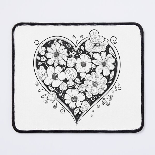 Item preview, Black and White Flower Heart designed and sold by bubblyrainbow.