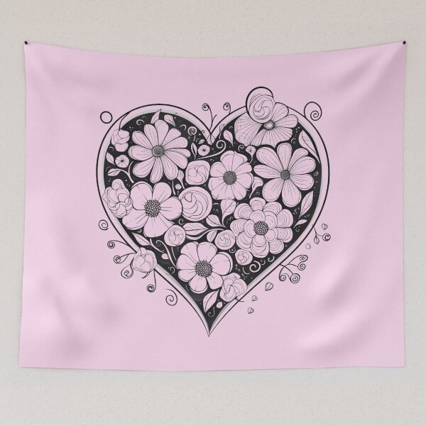 Item preview, Black and White Flower Heart designed and sold by bubblyrainbow.