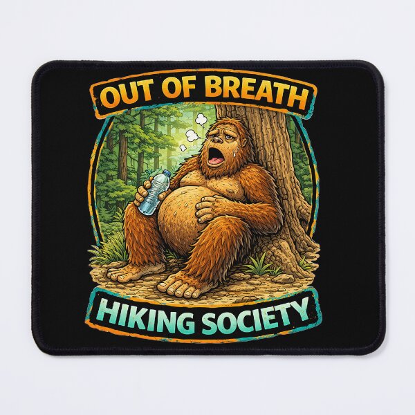 Item preview, Out of Breath Hiking Society – Funny Bigfoot Hiking Design designed and sold by The Bearded Embroiderer.